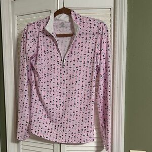 Chic Pink Patterned Long Sleeve Women's Top